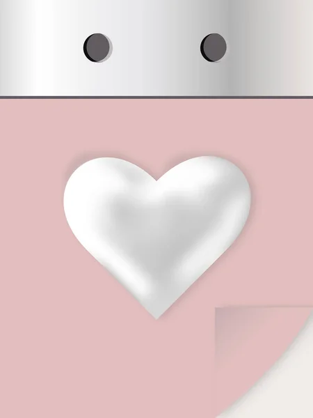Feiertag Kalender Valentinstag Wandabreißkalender Aus Papier Weißes Silbernes Herz Auf — Stockfoto