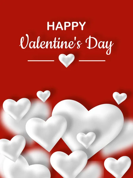 Postal Feliz Día San Valentín Corazones Voluminosos Plata Blanca Dando —  Fotos de Stock