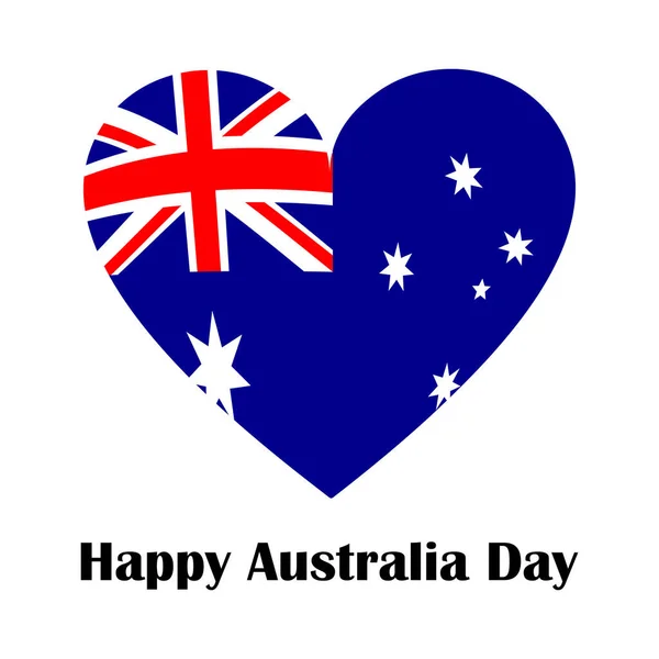 Szczęśliwego Dnia Australii Serce Wizerunkiem Flagi Australii Odizolowane Białym Tle — Zdjęcie stockowe