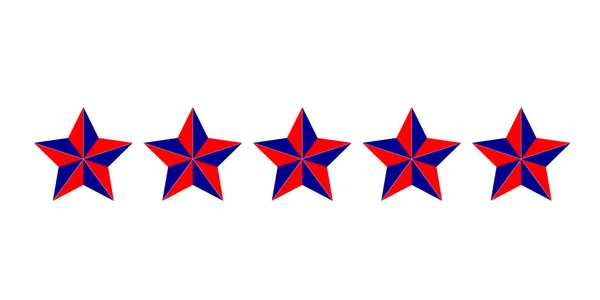 Cinq Étoiles Couleur Rouge Bleue Isolées Sur Fond Blanc Évaluation — Photo