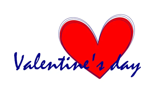 Pozdrav Valentýna Velkým Červeným Srdcem Bílém Pozadí Roztomilá Ilustrace Pro — Stock fotografie