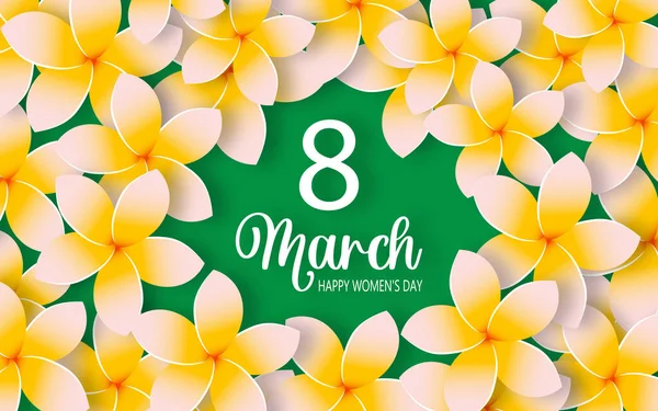 Plumeria Tropical Día Internacional Mujer Marzo Tarjeta Felicitación Con Exóticas — Foto de Stock