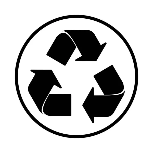 Recycling Bord Een Witte Achtergrond Zwarte Pijlen Bewegen Een Cirkel — Stockfoto