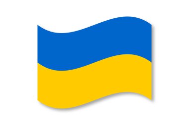 Ukrayna bayrağı mavi ve sarı kağıt kesim stili. Yatay ulusal poster. Ukrayna 'ya Barış sloganı. Savaşın başlangıcı 24 Şubat 2022.