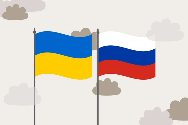 구름을 배경으로 우크라이나와 러시아의 러시아와 우크라이나 사이의 2022 — 스톡 사진