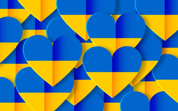 Modern Affisch Design Med Hjärtan Nationella Färger Ukraina Flagga Gul — Stockfoto