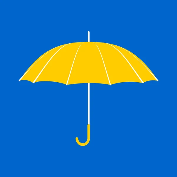 Желтый Зонтик Длинной Ручкой Синем Фоне Принадлежность Плохой Влажной Погоде — стоковое фото