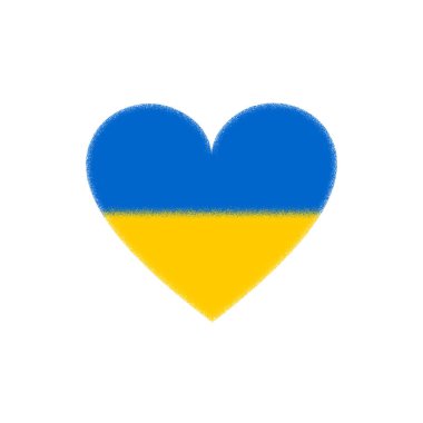 Ukrayna bayrağı, beyaz arka planda izole edilmiş, dokulu kenarları olan bir kalp şeklinde. Ülkenin ulusal renkleri sarı ve mavidir. Doğduğum Ukrayna 'yı seviyorum..