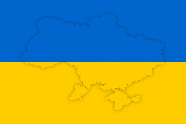 Ukrajna Térképe Háttérben Zászló Ukrajna Kék Sárga Papírvágású Stílusban Békét — Stock Fotó
