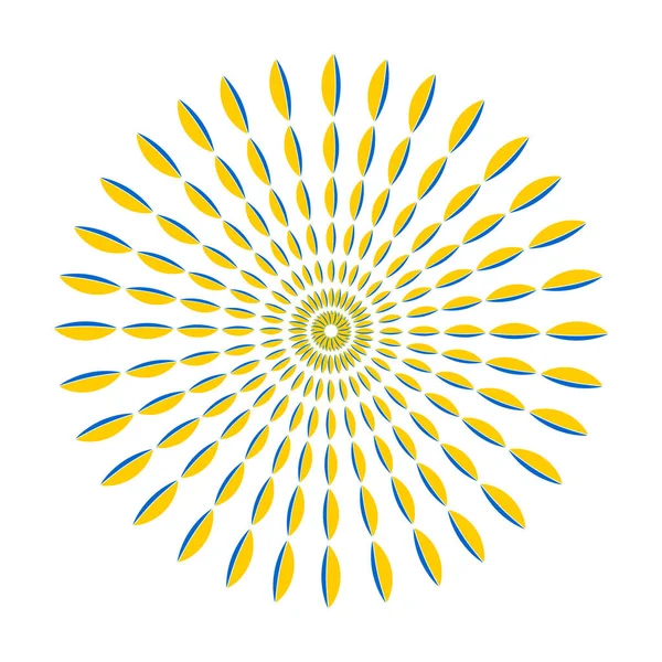 Floral Αφηρημένο Κυκλικό Μοτίβο Κίτρινο Και Μπλε Που Βρίσκεται Λευκό — Φωτογραφία Αρχείου