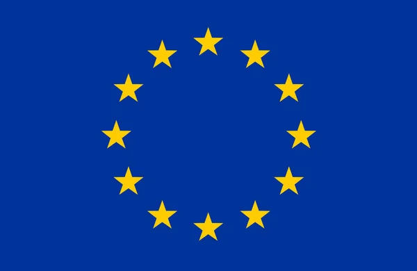 Európa Zászlója Sárga Csillagok Vannak Elrendezve Egy Kört Egy Kék — Stock Fotó