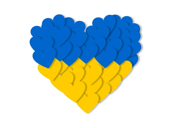 Серце Прапора України Ізольоване Білому Сучасний Туристичний Туристичний Дизайн Національних — стокове фото