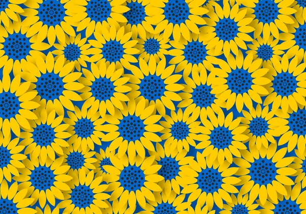 Papier Gesneden Stijl Zonnebloemen Symbolische Kleuren Van Vlag Van Oekraïne — Stockfoto