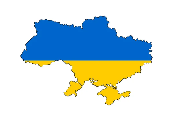 Mappa Ucraina Con Bandiera Nazionale Nei Colori Blu Giallo Paese — Foto Stock