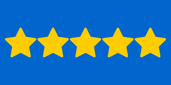 星星是黄色的 背景是蓝色的 对网站 旅游套餐 网上商店 评论的评级 — 图库照片