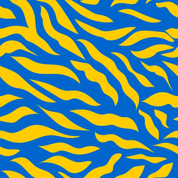 Yellow Wavy Stripes Blue Background Seamless Modern Zebra Pattern Trendy — Stock Photo, Image