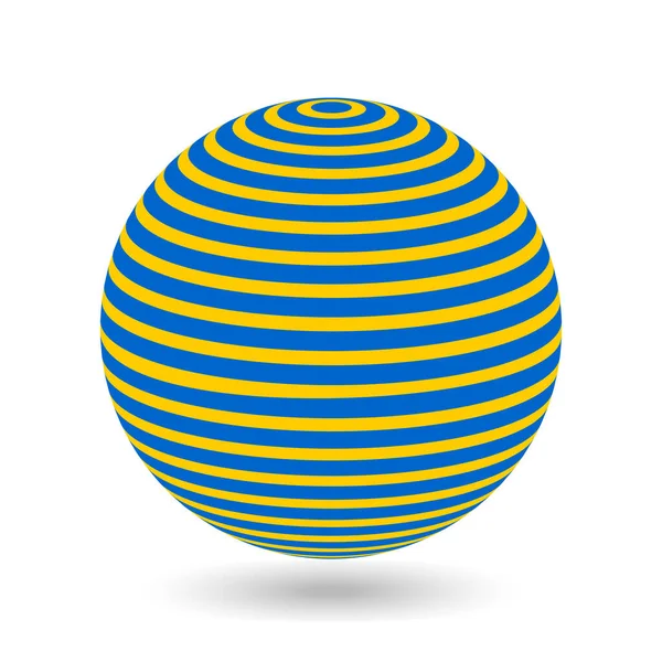 Bola Decorativa Con Rayas Horizontales Amarillas Sobre Fondo Azul Elementos — Foto de Stock