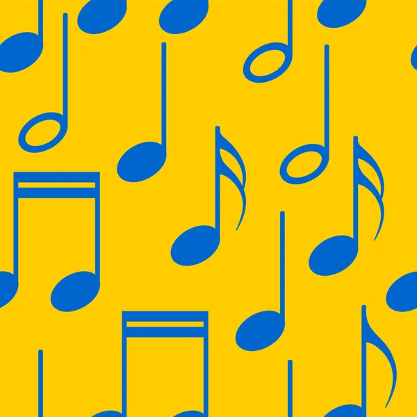 Notas Musicais Azul Amarelo Padrão Bonito Sem Costura Para Travesseiros — Fotografia de Stock