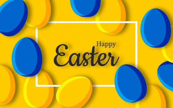 Frohe Ostern Stilvolle Horizontale Postkarte Mit Gelben Und Blauen Eiern — Stockfoto