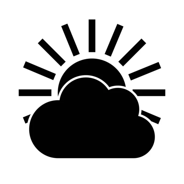 Cloud Sun Black Weather Forecast Icon Isolated White Background — Foto de Stock
