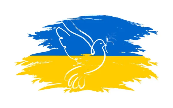 Dove Peace Background Ukrainian Flag Symbol Peace Freedom Horizontal Poster — Stock Fotó