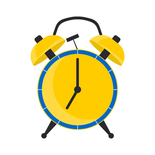 Relógio Despertador Com Setas Amarelas Azuis Mostrando Manhã Fundo Branco — Fotografia de Stock