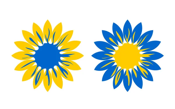 Sunflower White Background Blue Yellow Petals Symbol Day Remembrance Defenders — Stockfoto