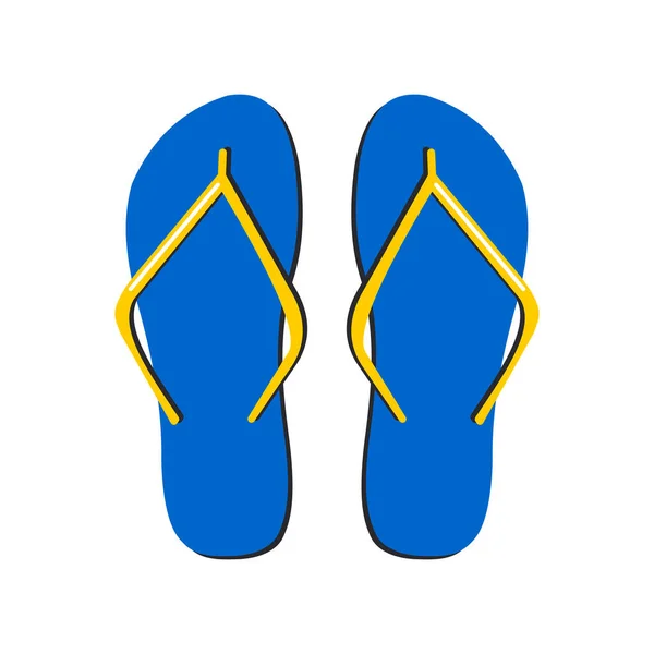 Blue Slippers Yellow Straps Slippers Isolated White Background —  Fotos de Stock
