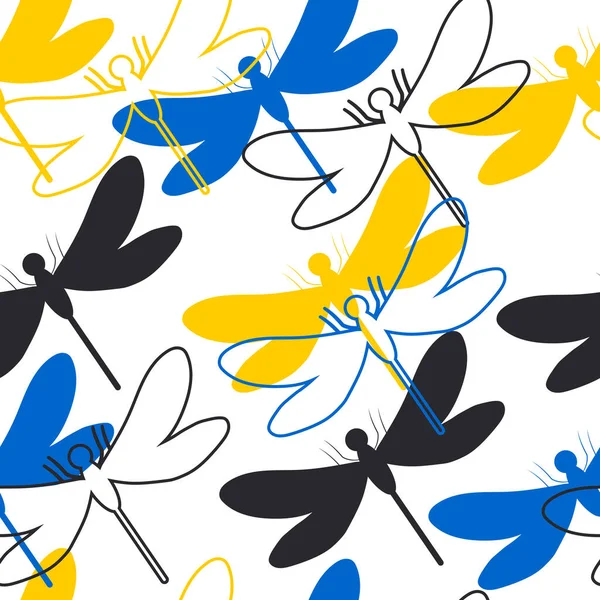 Dragonflies Seamless Cute Pattern Colorful Insects Fashion Fabrics Textiles Decorative — Stok fotoğraf