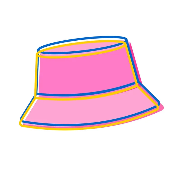 Pink Panama Blue Yellow Outline Stylish Headdress White Background Fashion — Stock Photo, Image