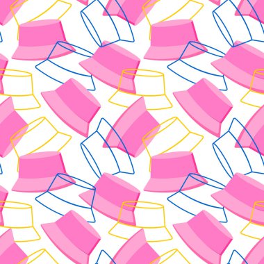 Pembe panamalar. Moda kumaşlar ve modern tekstil için şapkaları olan kusursuz şirin desenler..