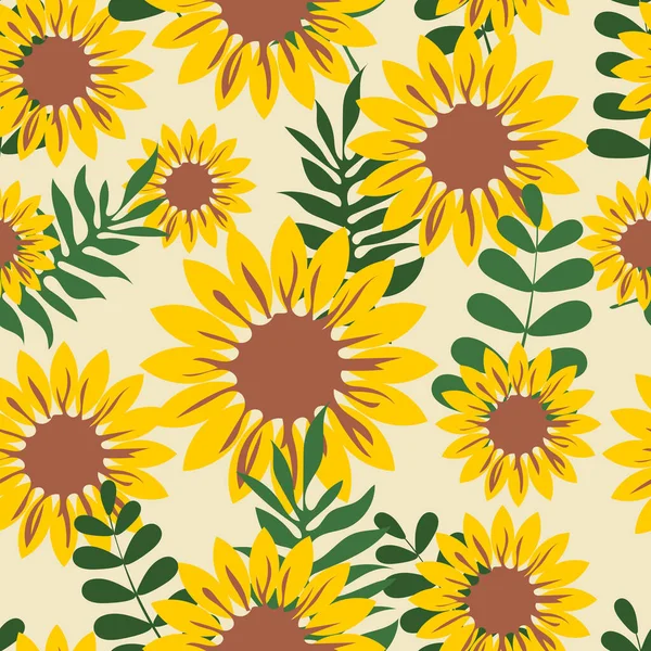 Girasoles Patrón Sin Costuras Con Flores Amarillas Para Textiles Telas — Foto de Stock