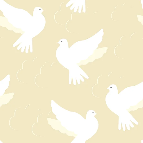 Weiße Tauben Nahtloses Muster Für Moderne Textilien Stoffe Pastellfarben — Stockfoto