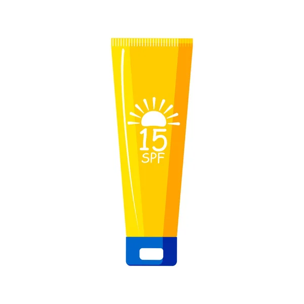 Tubo Amarelo Com Dispensador Azul Protetor Solar Com Spf Sobre — Fotografia de Stock