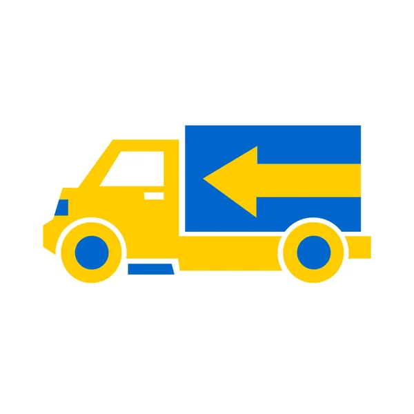 Truck Icon Delivery Transportation Goods Cargo Transportation Road Blue Yellow — Zdjęcie stockowe
