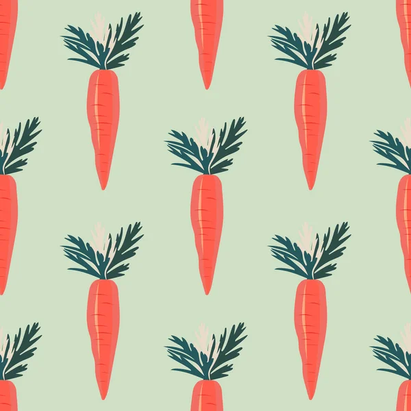 Carrots Tops Light Green Background Seamless Pattern Vegetables — Zdjęcie stockowe