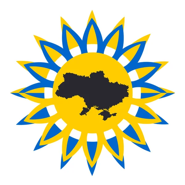 Sonnenblume Auf Weißem Hintergrund Mit Einer Landkarte Der Ukraine Inneren — Stockfoto