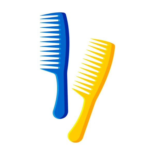 Yellow Blue Combs Isolated White Background Hairdresser Tool Hair Care — Stock Fotó