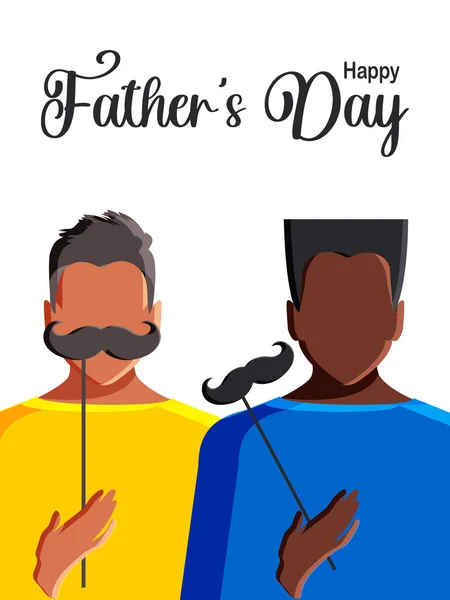 Happy Father Day Modern Postcard Men Different Religions Nationalities Standing — Stockfoto