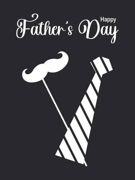 Happy Father\'s Day. Modern postcard with mustache and tie in black and white.