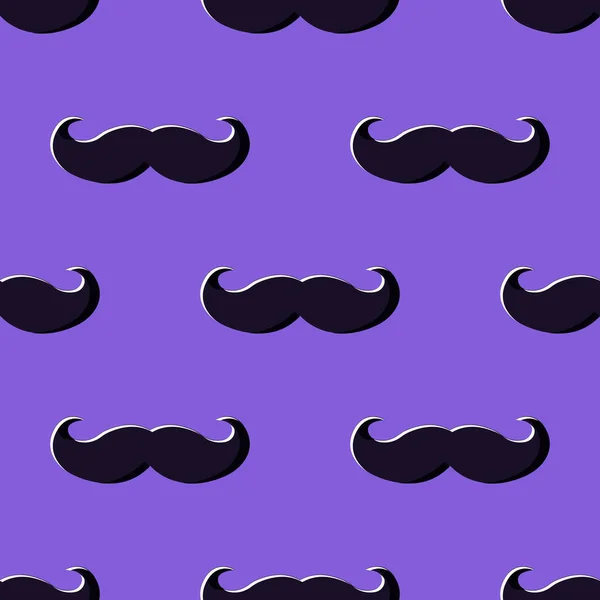 Dark Mustache Purple Background Seamless Cute Pattern — Stock Photo, Image