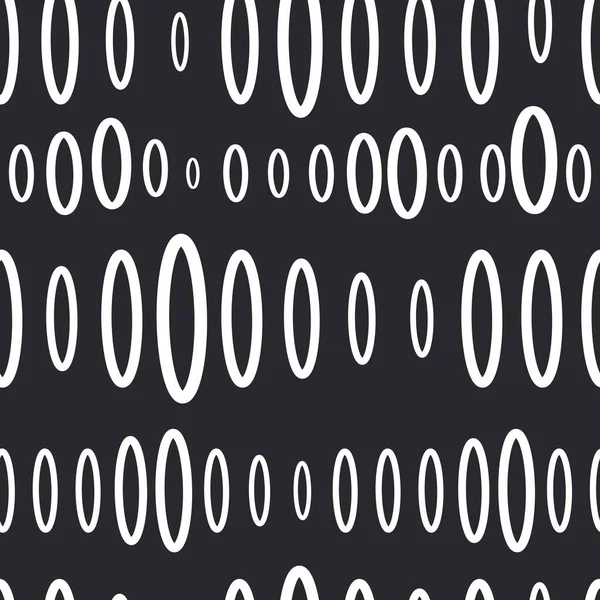 Seamless Modern Pattern White Zeros Black Background Vertical Ellipses Fashion — ストック写真