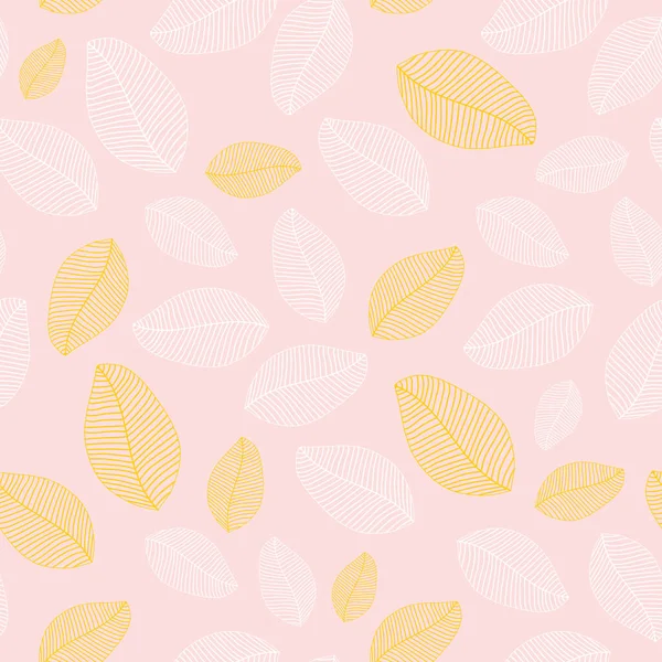 Beautiful veined leaves. Seamless pattern with foliage on a pink pastel background. For printing on modern fabrics.