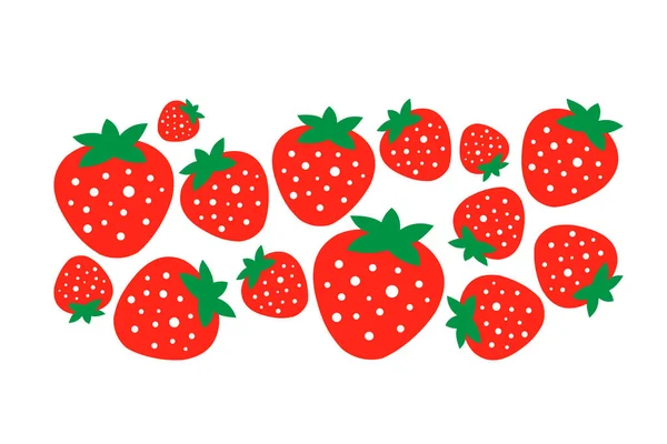 Composition Red Strawberries White Background Cute Summer Horizontal Print Throw — ストック写真