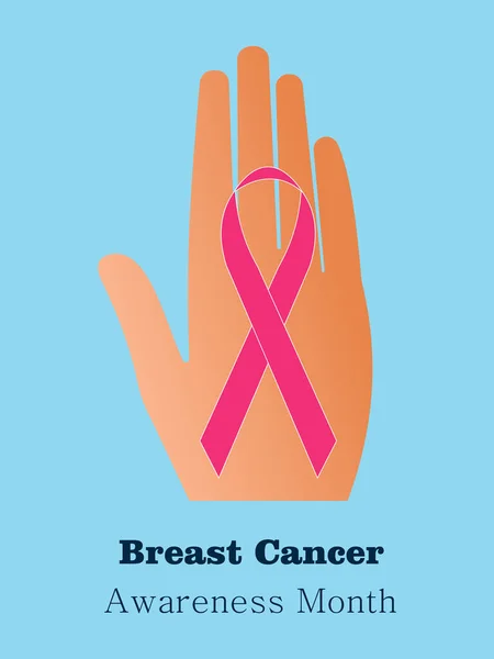 Breast Cancer Awareness Month Pink Ribbon Sign Open Hand Palm —  Fotos de Stock