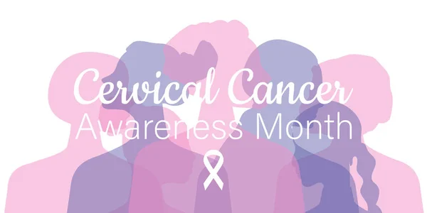 Cervical Cancer Awareness Month Women Different Nationalities Religions Together Horizontal — Stok fotoğraf