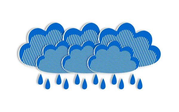 Rain Blue Clouds Paper Cut Style Modern Design Weather Forecast — Foto de Stock