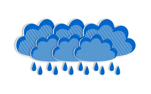 Rain Blue Clouds Paper Cut Style Modern Design Weather Forecast — Stock Photo, Image