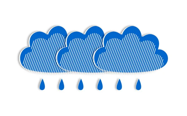 Rain Blue Clouds Paper Cut Style Modern Design Weather Forecast — Fotografia de Stock