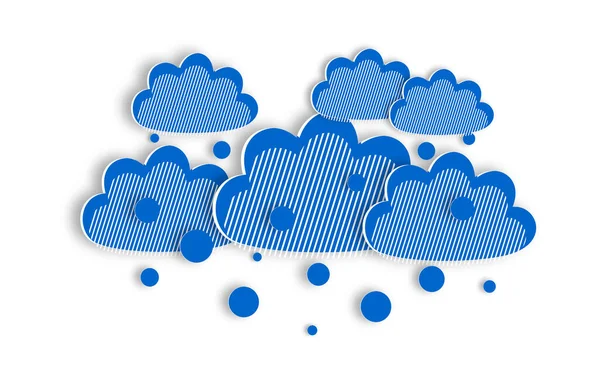 Snow Blue Clouds Paper Cut Style Modern Weather Forecast Design — Stock Photo, Image